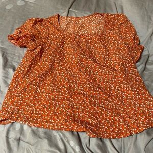 SHEIN Rust Floral Blouse
